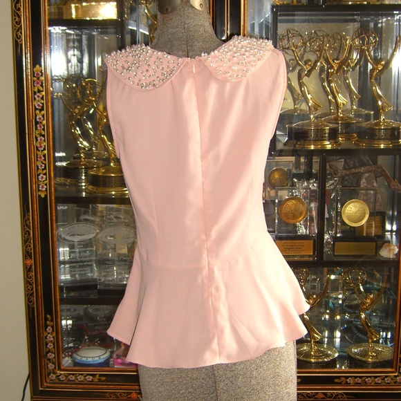 PEARL COLLAR PEPLUM TOP S - Picture 4 of 5